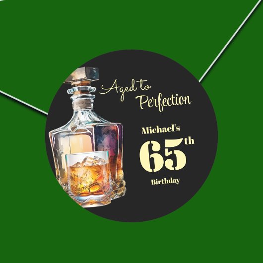 Aged to Perfection Men's 65th Whiskey Birthday Runder Aufkleber