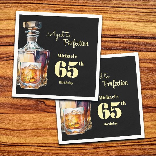 Aged to Perfection Men's 65th Whiskey Birthday  Serviette