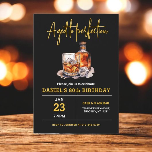 Aged to Perfection Men's 80th Whiskey Birthday  Einladung