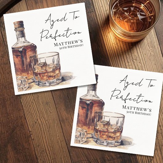 Aged To Perfection Men's Birthday Party Serviette