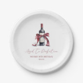 Aged To Perfection Red Wine Bow Birthday Party Pappteller (Vorderseite)