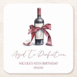 Aged To Perfection Red Wine Bow Birthday Party Rechteckiger Pappuntersetzer