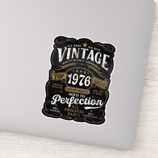 Aged To Perfection Vintage 1976 Birthday 50th Aufkleber (Detail)