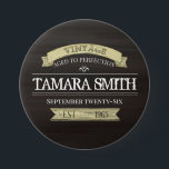 Aged to Perfection Vintage Birthday Button<br><div class="desc">Over the hill vintage birthday banner. Personalized with name,  birthdate,  and more. A cute and trendy way to add fun to your adult birthday party celebration.</div>