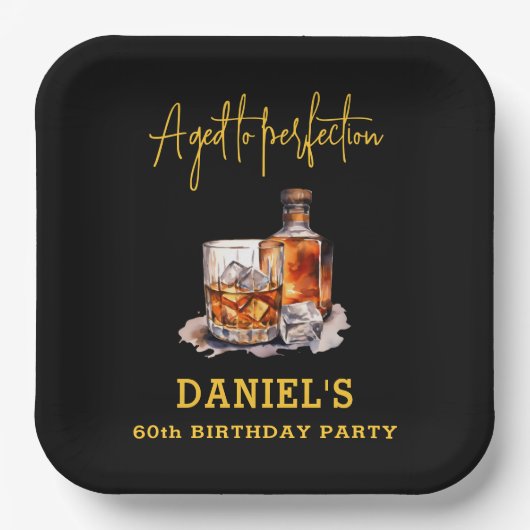 Aged to Perfection Whiskey 60th Birthday Pappteller (Vorderseite)