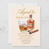 Aged to Perfection Whiskey Adult Birthday Party Einladung (Vorderseite)