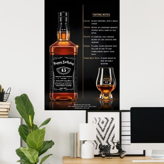 Aged to Perfection Whiskey Bottle Custom Birthday Poster (Heimbüro)