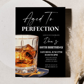 Aged To Perfection Whisky Glass Birthday Party Einladung