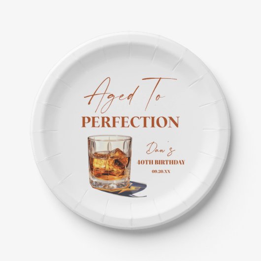 Aged To Perfection Whisky Glass Birthday Party Pappteller (Vorderseite)