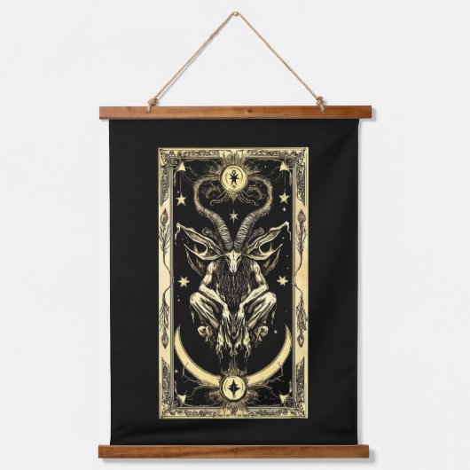 Ageless Darkness Baphomet Tapestry Wandteppich Mit Holzrahmen (Vorderseite)