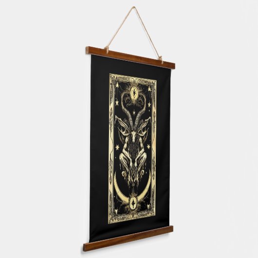 Ageless Darkness Baphomet Tapestry Wandteppich Mit Holzrahmen (Gewinkelt)