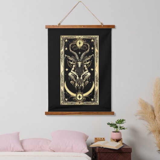 Ageless Darkness Baphomet Tapestry Wandteppich Mit Holzrahmen (Schlafzimmer)