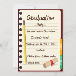 Agenda Notebook Binder Abschluss Foto Party Einladung