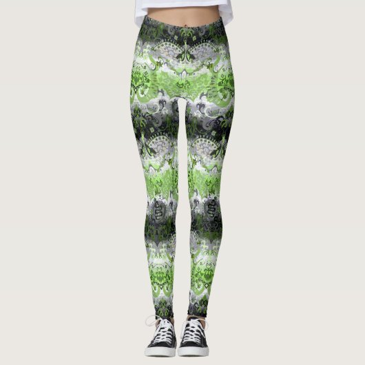 Agender Dragon Damask - Farben für die Flagge des  Leggings (Vorderseite)