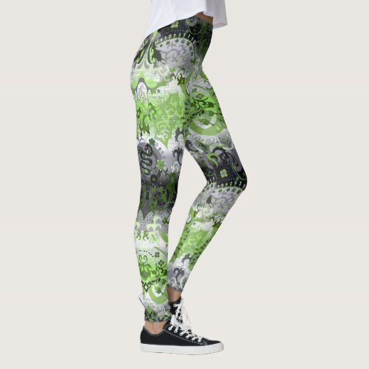 Agender Dragon Damask - Farben für die Flagge des  Leggings (Rechts)