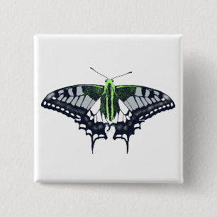 Agender Flag Swallowtail Butterfly Button