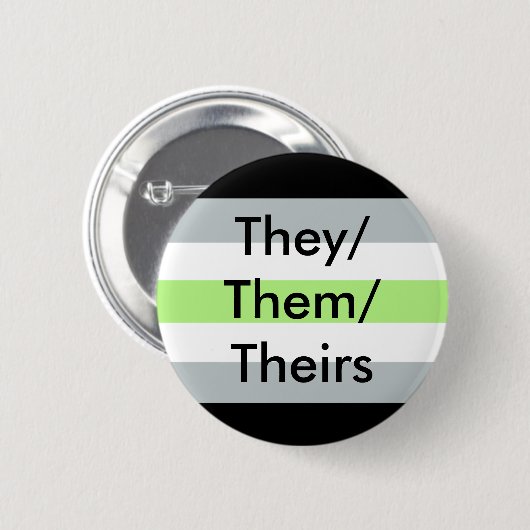 Agender Flagge knöpfen sie/sie/ihre Button (Vorne & Hinten)