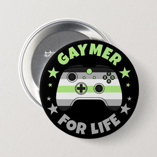 Agender Gaymer for Life Video Game Controller Button (Vorne & Hinten)