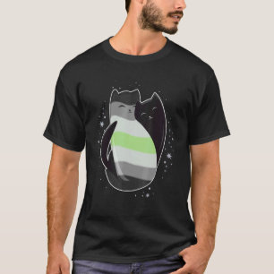 Agender-Katzenflagge Nichtbinär Trans LGBT Yin Yan T-Shirt