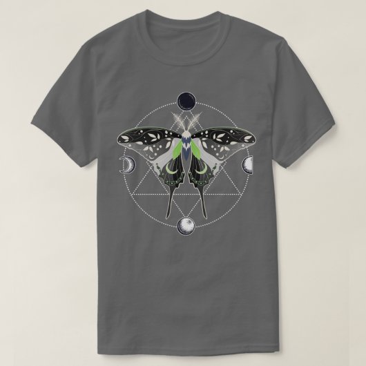 Agender Luna Moth Celestial LGBT Pride Flag T-Shirt (Design vorne)