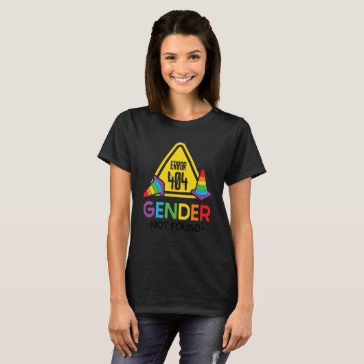 Agender Non Binary Pride Error 404 Gender Not Foun T-Shirt (Vorne ganz)