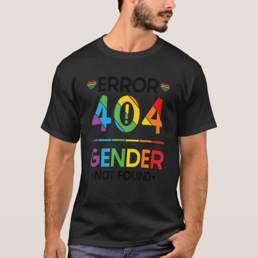 Agender Non Binary Pride Error 404 Geschlecht Nich T-Shirt (Vorderseite)