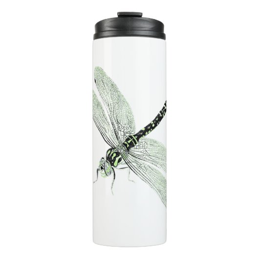 Agender Pride Vintag Dragonfly Art Thermosbecher (Vorderseite)
