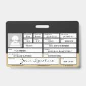 Agent-Abzeichen für die Vollstreckung von Kautione Ausweis (Rückseite)