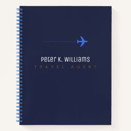 Agent-blaues Notebook mit Flugzeug Notizblock (Vorderseite)