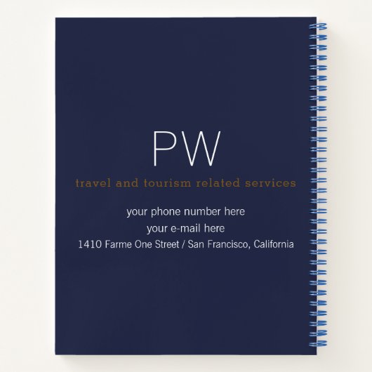 Agent-blaues Notebook mit Flugzeug Notizblock (Rückseite)