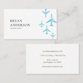 Agent Blue Watercolor Flugzeuge Visitenkarte (Vorne/Hinten)