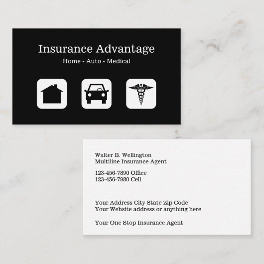 Agent der Mehrlinienversicherung Visitenkarte (Vorne/Hinten)