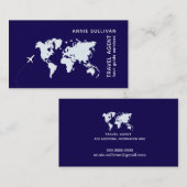 Agent dunkelblau mit Weltkarte Visitenkarte (Vorne/Hinten)