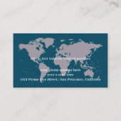 Agent-Flugzeug und Weltkarte Blau Visitenkarte (Rückseite)