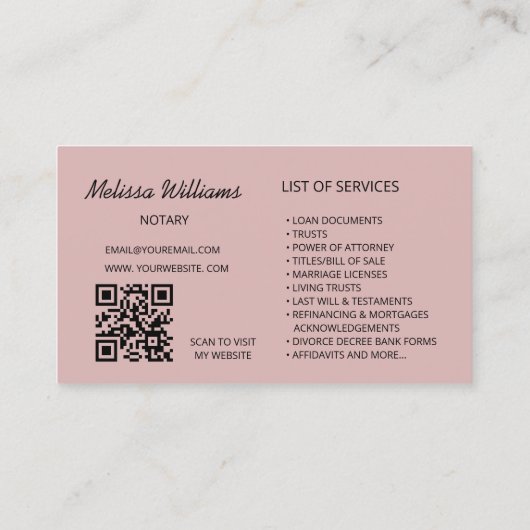 Agent für Notar Visitenkarte (Rückseite)