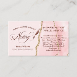 Agent für Notare und Darlehensunterschriften Rosa  Visitenkarte
