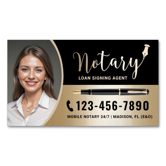 Agent für Notariatsdarlehen Modernes Gold Foto Magnetische Visitenkarte (Vorderseite)