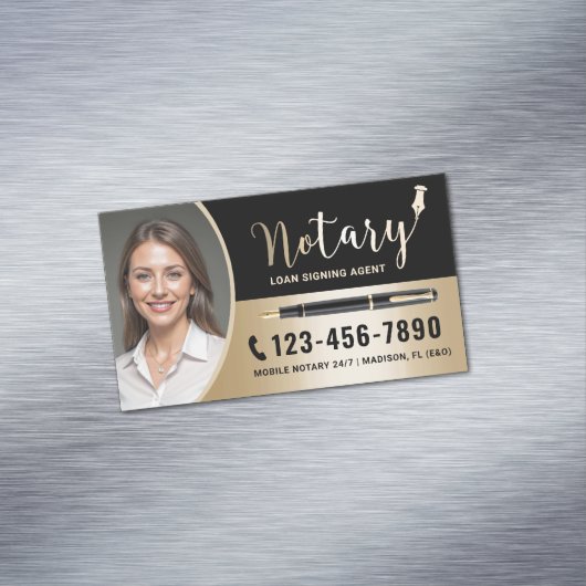 Agent für Notariatsdarlehen Modernes Gold Foto Magnetische Visitenkarte (Beispiel)