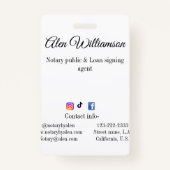 Agent für öffentliche Notare-Darlehen hinzufügen Ausweis (Rückseite)