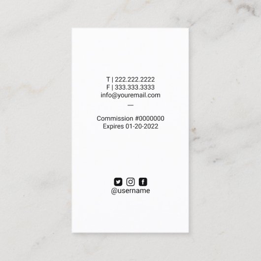 Agent für öffentliche Notariatsdarlehen Blumenkuge Visitenkarte (Rückseite)