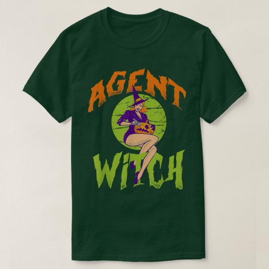 Agent Hexe - Witziger Agent Halloween T-Shirt (Design vorne)