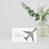 Agent Imitate Silver Glitzer Flugzeug Visitenkarte (Stehend Vorderseite)