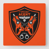 Agent-Kid Quadratische Wanduhr (Vorderseite)
