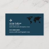 Agent-Logo-Flugzeug-Weltkarte Visitenkarte (Rückseite)