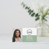 Agent-Logo für Notar-Signatur Foto QR-Code Grün Visitenkarte (Stehend Vorderseite)