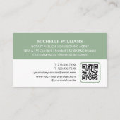 Agent-Logo für Notar-Signatur Foto QR-Code Grün Visitenkarte (Rückseite)