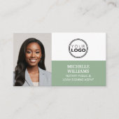 Agent-Logo für Notar-Signatur Foto QR-Code Grün Visitenkarte (Vorderseite)