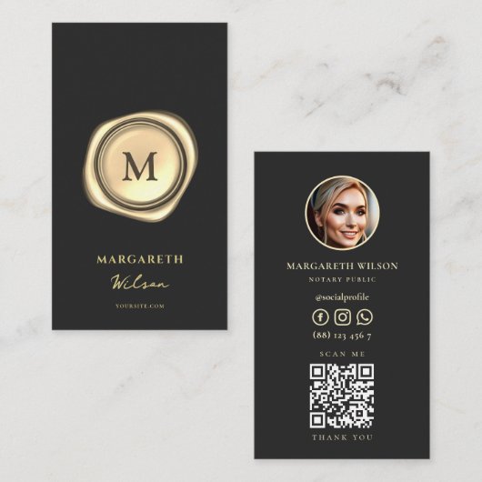 Agent-Monogramm für Notare Visitenkarte (Vorne/Hinten)