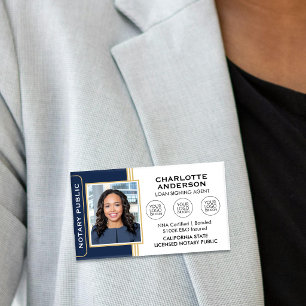 Agent Navy Blue Noary Public Loan Signing Namenschild