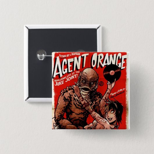 Agent-orange "Geschöpf-" Punkknopf - Quadrat Button (Vorne & Hinten)